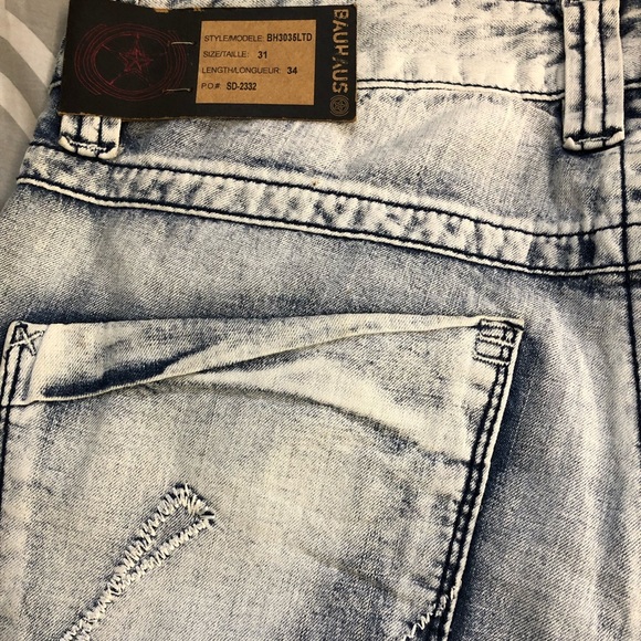 Fancy Light blue Men’s Jeans Bauhaus Brand straight fit low to mid rise - Picture 13 of 13